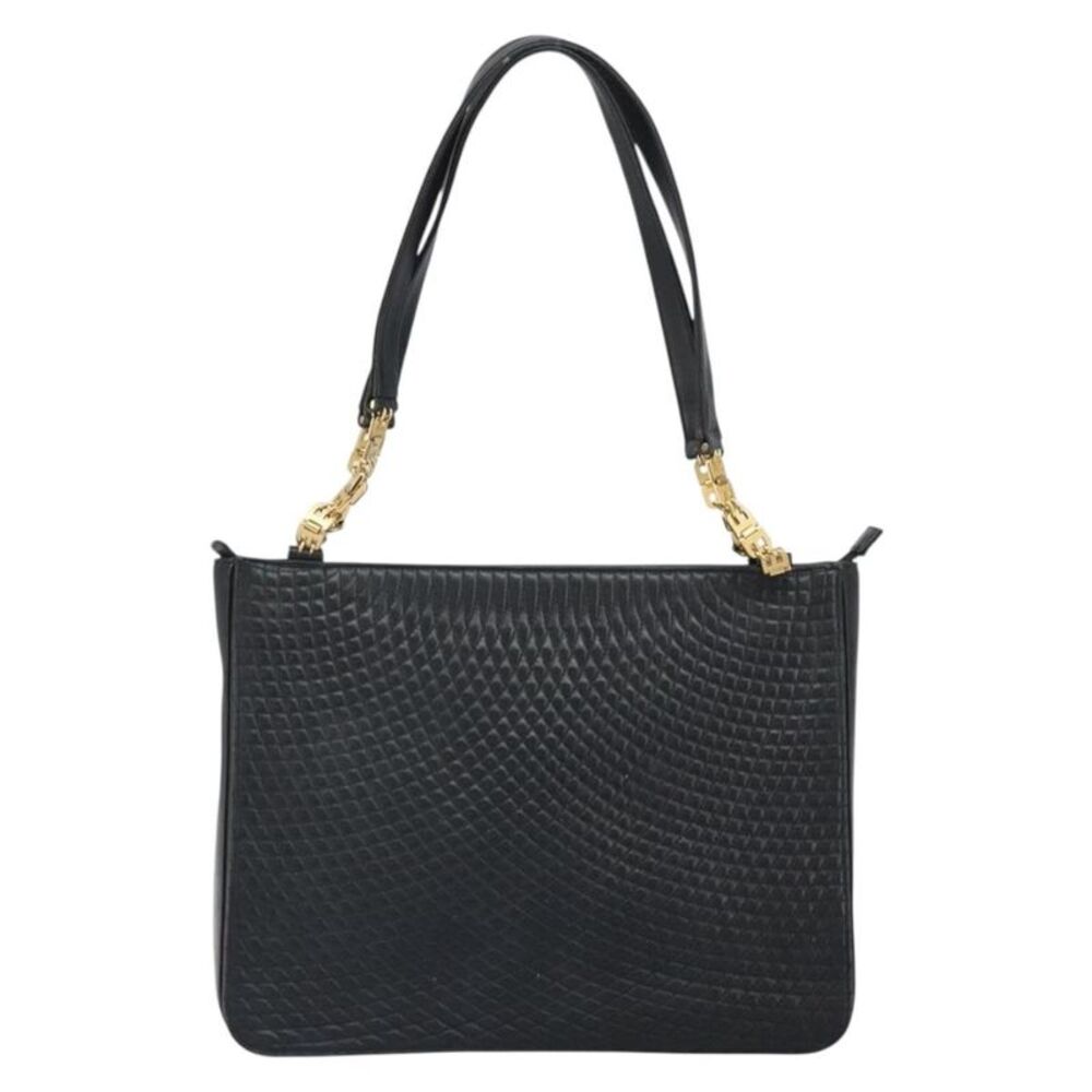 Bally Vintage Quilted Leather Black Leather Tote Bag Bag